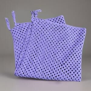 Vintage Purple Handmade Crochet Blanket Baby Blanket Granny Square 30x30